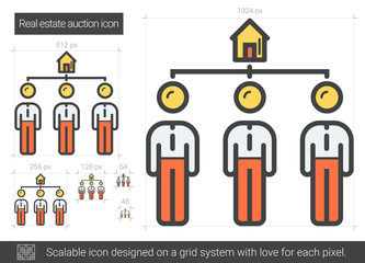 Poster - Real estate auction line icon.