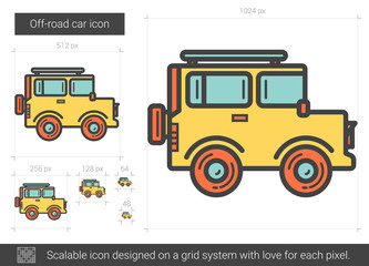 Sticker - Off-road car line icon.