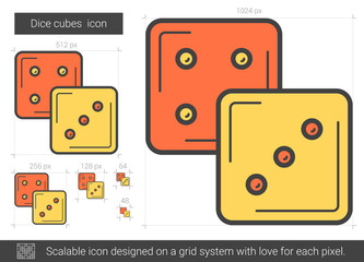 Canvas Print - Dice cubes line icon.