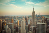 Fototapeta  - Vintage toned view  New York City from midtown Manhattan