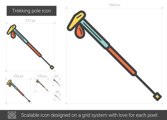 Wall Mural - Trekking pole line icon.