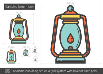 Sticker - Camping lantern line icon.