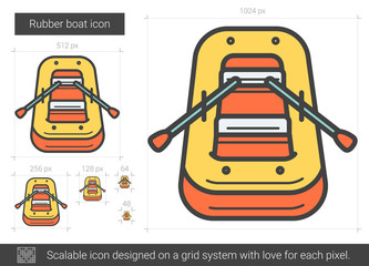 Canvas Print - Rubber boat line icon.