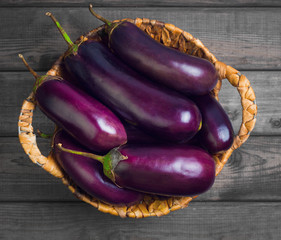 Eggplant in a wicker basket