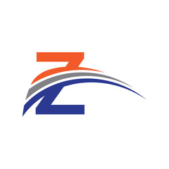 Sticker - initial letter Z logo three swoosh blue orarange grey