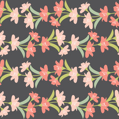 Wall Mural - Vector Seamless Floral Border with Pastel Flowers. Pastel Flowers  Seamless Pattern. 