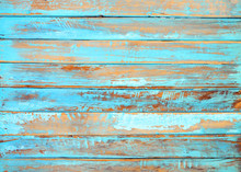 Old Beach Wood Background - Vintage Blue Color Wooden Plank