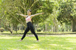 beautiful woman relax yoga in the park, yoga concept, healty concept