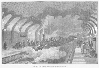 Wall Mural - Baker Street Station. Date: circa 1870