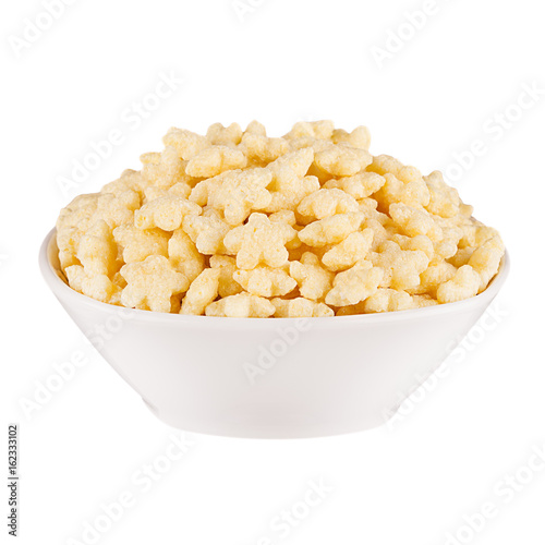 Download Yellow Star Corn Flakes In Bowl Isolated On White Background Buy This Stock Photo And Explore Similar Images At Adobe Stock Adobe Stock Yellowimages Mockups