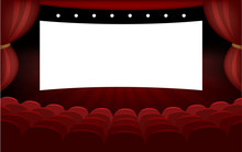 Concept Of Cinema Hall With Big White Screen 