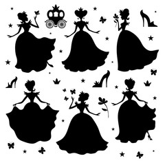 Wall Mural - Little princess vector silhouettes