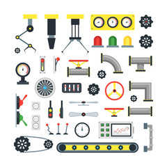 Poster - Cartoon Machine Part Color Icons Set. Vector