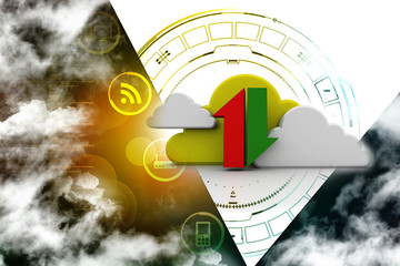 Poster - 3d illustration Cloud with uploading downloading arrow 