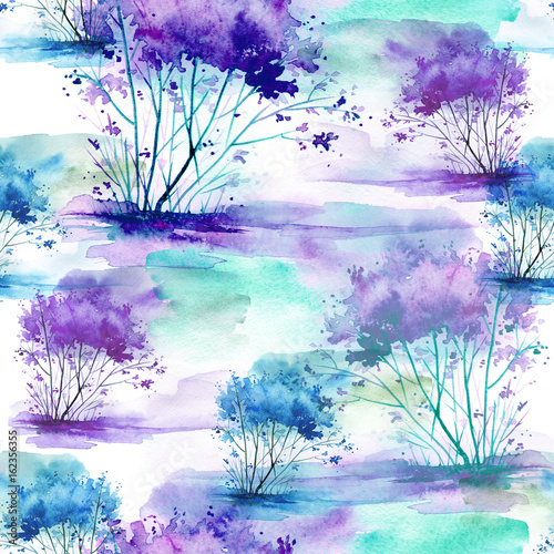 akwarela-bezszwowe-wzor-tlo-z-rocznika-wzor-blekitny-purpurowy-krzak-drzewo-piekny-krajobraz-na-bialym-tle-stylowa-ilustracja-moda