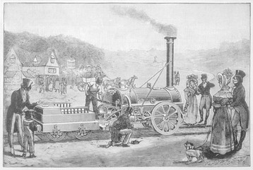 Wall Mural - George Stephenson's locomotive  the Rocket. Date: 1829