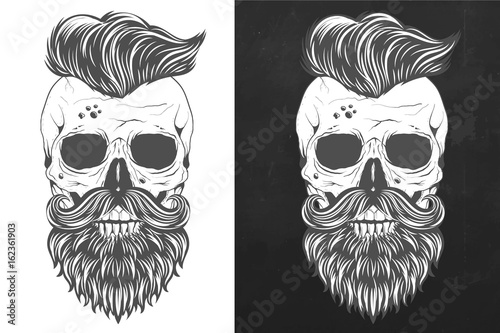 Cuadros en Lienzo Cráneo retro con alas en el vector de estilo vintage