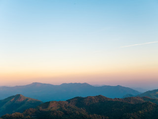 mountains in sunrise and clear sky