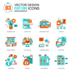 Aufkleber - Flat line project management icons
