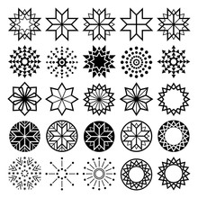 Geometric Star Shapes Collection, Lineart Abstract Stars Icons Set