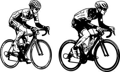 Poster - race bicyclists sketch illustration - vector