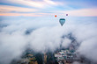 Hot air balloon in clouds over Melbourne, Australia