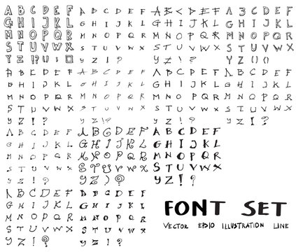Hand drawn alphabet letters Vector eps10
