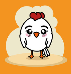 Canvas Print - Cute little chicken cartoon vector illustration graphic design