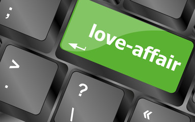 Poster - love-affair on key or keyboard showing internet dating concept