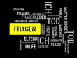 FRAGEN - Bilder mit Wörtern aus dem Bereich Suizid, Wortwolke, Würfel, Buchstabe, Bild, Illustration