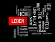 LEBEN - Bilder mit Wörtern aus dem Bereich Suizid, Wortwolke, Würfel, Buchstabe, Bild, Illustration