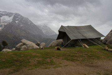 the last halt on the way to the top. campground for mountaineers