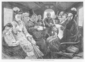 Wall Mural - Paris Bus interior. Date: 1874