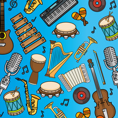 Sticker - set of musical instruments icon vector illustration graphic design