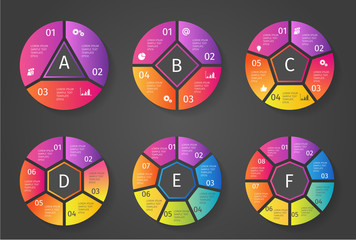 Wall Mural - Colorful Vector circle arrows for infographic. Template for cycling diagram, graph, presentation and round chart. Business concept with 3 4 5 6 7 8 options, parts, steps or processes.