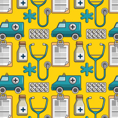 Wall Mural - seamless pattern with medical elements vector illustration graphic design