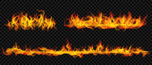 Long Horizontal Fire Flame. Transparency Only In Vector Format