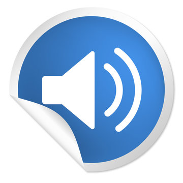 runder Sticker blau - Audio laut