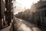 Fototapeta Uliczki - LAS TUNAS, CUBA - JAN 27, 2016: Evening view of a street in Las Tunas