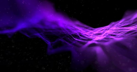 Wall Mural - abstract stream array colorful glitter sparkle violet pink purple lines with particles on black background science and research concept