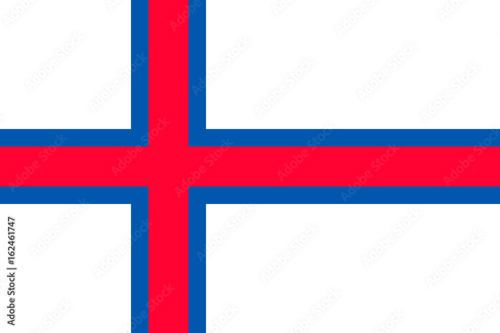 The Faroe Islands, the Faeroes flag, blue-fimbriated red Nordic cross ...