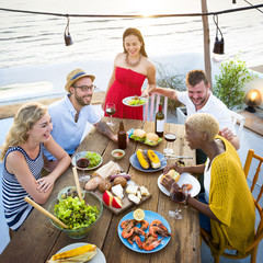 Wall Mural - Group Of People Dining Concept