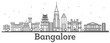 Outline Bangalore Skyline with Historic Buildings.