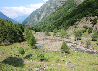 Valbondione, Bergamo, Italy. Landscape of the valley where the river Serio is born