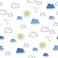 Aufkleber - seamless pattern with sun and clouds