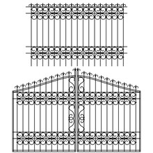 Gate And Metal Fence. Vector Illustration.