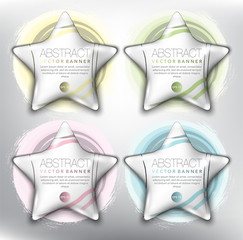 Wall Mural - abstract vector banner set of 4. pebble stones in shape of stars on the hand-drawn watercolor design
