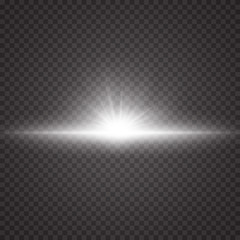 Wall Mural - Glow light effect. Starburst with sparkles on transparent background. Vector illustration. Sun
