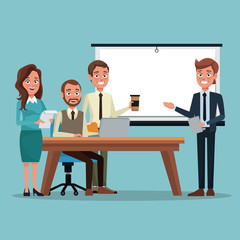 Wall Mural - color background teamwork executive in desk for work presentation