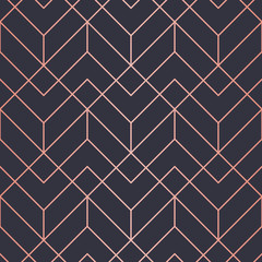 Wall Mural - Geometric pattern consisting of lines. Trendy Copper Metallic look.